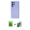 MARSİLYAN™- Galaxy S23 Ultra Kılıf Ahenk Serisi - Siyah Durable Full Glue Curved Cam + Raze Metal Kamera Lens - SH
