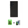 MARSİLYAN™- Galaxy S23 Ultra Kılıf Ahenk Serisi - Siyah Durable Full Glue Curved Cam + Raze Metal Kamera Lens - SH