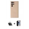 MARSİLYAN™- Galaxy S23 Ultra Kılıf Ahenk Serisi - Siyah Durable Full Glue Curved Hayalet Cam + Şeffaf Kamera Lens Koruma Cam