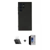 MARSİLYAN™- Galaxy S23 Ultra Kılıf Ahenk Serisi - Siyah Durable Full Glue Curved Hayalet Cam + Şeffaf Kamera Lens Koruma Cam