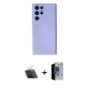 MARSİLYAN™- Galaxy S23 Ultra Kılıf Ahenk Serisi - Siyah Durable Full Glue Curved Hayalet Cam + Şeffaf Kamera Lens Koruma Cam