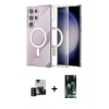 MARSİLYAN™- Galaxy S23 Ultra Kılıf Ahenk Yansıma Prime - Şeffaf 360 Full Body Arka Koruyucu + PVD Metal Kamera Lens - SH