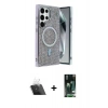 MARSİLYAN™- Galaxy S23 Ultra Kılıf Eksen Çizgi - Şeffaf 360 Full Body Arka Koruyucu + Kamera Lens Koruma Cam - SF