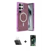 MARSİLYAN™- Galaxy S23 Ultra Kılıf Eksen Çizgi - Şeffaf 360 Full Body Arka Koruyucu + Kamera Lens Koruma Cam - SF