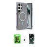 MARSİLYAN™- Galaxy S23 Ultra Kılıf Eksen Çizgi - Siyah 360 Mat Full Body Arka Koruyucu + Raze Metal Kamera Lens - SH
