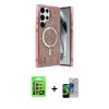 MARSİLYAN™- Galaxy S23 Ultra Kılıf Eksen Çizgi - Siyah Durable Full Glue Curved Cam + Raze Metal Kamera Lens - GS