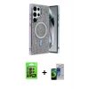 MARSİLYAN™- Galaxy S23 Ultra Kılıf Eksen Çizgi - Siyah Durable Full Glue Curved Cam + Raze Metal Kamera Lens - SH