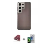 MARSİLYAN™- Galaxy S23 Ultra Kılıf Eksen Prime - Siyah Durable Full Glue Curved Cam + Valdez Metal Kamera Lens - KI