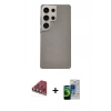 MARSİLYAN™- Galaxy S23 Ultra Kılıf Eksen Prime - Siyah Durable Full Glue Curved Cam + Valdez Metal Kamera Lens - KI