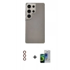 MARSİLYAN™- Galaxy S23 Ultra Kılıf Eksen Prime - Siyah Durable Full Glue Curved Cam + Metal Kamera Lens - KI