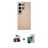 MARSİLYAN™- Galaxy S23 Ultra Kılıf Eksen Prime - Siyah Durable Full Glue Curved Cam + PVD Metal Kamera Lens - GD