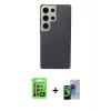 MARSİLYAN™- Galaxy S23 Ultra Kılıf Eksen Prime - Siyah Durable Full Glue Curved Cam + Raze Metal Kamera Lens - LA