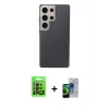 MARSİLYAN™- Galaxy S23 Ultra Kılıf Eksen Prime - Siyah Durable Full Glue Curved Cam + Raze Metal Kamera Lens - SH