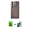 MARSİLYAN™- Galaxy S23 Ultra Kılıf Eksen Prime - Siyah Durable Full Glue Curved Cam + Raze Metal Kamera Lens - SH
