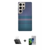 MARSİLYAN™- Galaxy S23 Ultra Kılıf Eksen Prime - Siyah Durable Full Glue Curved Cam + Kamera Lens Koruma Cam - SF