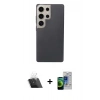 MARSİLYAN™- Galaxy S23 Ultra Kılıf Eksen Prime - Siyah Durable Full Glue Curved Cam + Kamera Lens Koruma Cam - SF