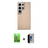 MARSİLYAN™- Galaxy S23 Ultra Kılıf Eksen Prime - Siyah Durable Full Glue Curved Hayalet Cam + Raze Metal Kamera Lens - GS