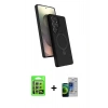 MARSİLYAN™- Galaxy S23 Ultra Kılıf İz Işık Koleksiyonu - Siyah Durable Full Glue Curved Cam + Gümüş Raze Metal Kamera Lens