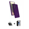 MARSİLYAN™- Galaxy S23 Ultra Kılıf İz Işık Koleksiyonu - Siyah Durable Full Glue Curved Hayalet Cam + Kamera Lens Koruma Cam - SF
