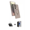MARSİLYAN™- Galaxy S23 Ultra Kılıf İz Işık Koleksiyonu - Siyah Durable Full Glue Curved Hayalet Cam + Kamera Lens Koruma Cam - SF