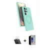 MARSİLYAN™- Galaxy S23 Ultra Kılıf İz Işık Koleksiyonu - Siyah Durable Full Glue Curved Hayalet Cam + Kamera Lens Koruma Cam - SF