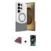 MARSİLYAN™- Galaxy S23 Ultra Kılıf Kozmos Form Özel Seri - Şeffaf 360 Full Body Arka Koruyucu + Valdez Metal Kamera Lens - KI