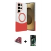 MARSİLYAN™- Galaxy S23 Ultra Kılıf Kozmos Form Özel Seri - Siyah 360 Mat Full Body Arka Koruyucu + Valdez Metal Kamera Lens - KI