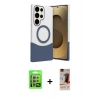 MARSİLYAN™- Galaxy S23 Ultra Kılıf Kozmos Form Özel Seri - Siyah AutoKit 5in1 Fiber Hayalet Cam Ekran Koruyucu + Raze Metal Kamera Lens - LA