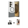 MARSİLYAN™- Galaxy S23 Ultra Kılıf Kozmos Form Özel Seri - Siyah AutoKit 5in1 Fiber Hayalet Cam Ekran Koruyucu + PVD Metal Kamera Lens - GD