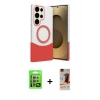MARSİLYAN™- Galaxy S23 Ultra Kılıf Kozmos Form Özel Seri - Siyah AutoKit 5in1 Fiber Hayalet Cam Ekran Koruyucu + Raze Metal Kamera Lens - LA