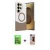 MARSİLYAN™- Galaxy S23 Ultra Kılıf Kozmos Form Özel Seri - Siyah AutoKit 5in1 Fiber Hayalet Cam Ekran Koruyucu + Raze Metal Kamera Lens - LA