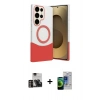 MARSİLYAN™- Galaxy S23 Ultra Kılıf Kozmos Form Özel Seri - Siyah Durable Full Glue Curved Cam + Gold PVD Metal Kamera Lens