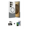 MARSİLYAN™- Galaxy S23 Ultra Kılıf Kozmos Form Özel Seri - Siyah Durable Full Glue Curved Cam + Gold PVD Metal Kamera Lens