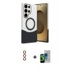 MARSİLYAN™- Galaxy S23 Ultra Kılıf Kozmos Form Özel Seri - Siyah Durable Full Glue Curved Cam + Metal Kamera Lens - KI