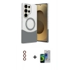MARSİLYAN™- Galaxy S23 Ultra Kılıf Kozmos Form Özel Seri - Siyah Durable Full Glue Curved Cam + Metal Kamera Lens - KI