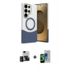 MARSİLYAN™- Galaxy S23 Ultra Kılıf Kozmos Form Özel Seri - Siyah Durable Full Glue Curved Cam + PVD Metal Kamera Lens - SH