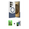 MARSİLYAN™- Galaxy S23 Ultra Kılıf Kozmos Form Özel Seri - Siyah Durable Full Glue Curved Cam + Raze Metal Kamera Lens - GS