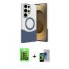 MARSİLYAN™- Galaxy S23 Ultra Kılıf Kozmos Form Özel Seri - Siyah Durable Full Glue Curved Cam + Raze Metal Kamera Lens - SH