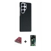 MARSİLYAN™- Galaxy S23 Ultra Kılıf Kozmos Klasik Prime - Siyah 360 Mat Full Body Arka Koruyucu + Valdez Metal Kamera Lens - KI