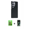 MARSİLYAN™- Galaxy S23 Ultra Kılıf Kozmos Klasik Prime - Siyah 360 Mat Full Body Arka Koruyucu + Raze Metal Kamera Lens - LA