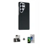 MARSİLYAN™- Galaxy S23 Ultra Kılıf Kozmos Klasik Prime - Siyah Durable Full Glue Curved Cam + PVD Metal Kamera Lens - GD