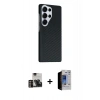 MARSİLYAN™- Galaxy S23 Ultra Kılıf Kozmos Klasik Prime - Siyah Durable Full Glue Curved Hayalet Cam + PVD Metal Kamera Lens - GD