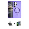MARSİLYAN™- Galaxy S23 Ultra Kılıf Nova Asil Prime - Siyah Durable Full Glue Curved Cam + Kamera Lens Koruma Cam - SF