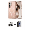 MARSİLYAN™- Galaxy S23 Ultra Kılıf Nova Asil Prime - Siyah Durable Full Glue Curved Hayalet Cam + PVD Metal Kamera Lens - GD