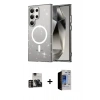 MARSİLYAN™- Galaxy S23 Ultra Kılıf Nova Asil Prime - Siyah Durable Full Glue Curved Hayalet Cam + PVD Metal Kamera Lens - GD