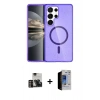 MARSİLYAN™- Galaxy S23 Ultra Kılıf Nova Asil Prime - Siyah Durable Full Glue Curved Hayalet Cam + PVD Metal Kamera Lens - GD