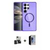 MARSİLYAN™- Galaxy S23 Ultra Kılıf Nova Asil Prime - Siyah Durable Full Glue Curved Hayalet Cam + PVD Metal Kamera Lens - SH