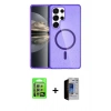 MARSİLYAN™- Galaxy S23 Ultra Kılıf Nova Asil Prime - Siyah Durable Full Glue Curved Hayalet Cam + Raze Metal Kamera Lens - GS