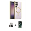 MARSİLYAN™- Galaxy S23 Ultra Kılıf Nova Işık Özel Seri - Şeffaf 360 Full Body Arka Koruyucu + PVD Metal Kamera Lens - GD