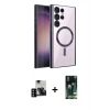 MARSİLYAN™- Galaxy S23 Ultra Kılıf Nova Işık Özel Seri - Şeffaf 360 Full Body Arka Koruyucu + PVD Metal Kamera Lens - SH
